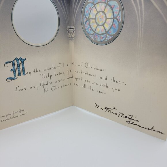 Joyous Christmas Card Choir Design Vintage Cutout Illustration Religious - Picture 7 of 8